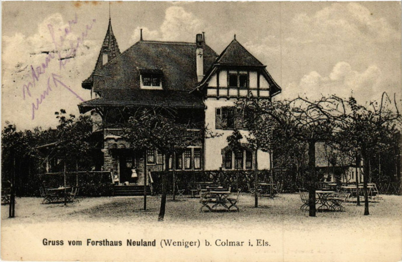 Carte postale ancienne Gruss vom Fortshaus Neuland (Weniger) b. Colmar i. Els. à Colmar