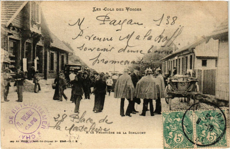 Carte postale ancienne Les Cols des Vosges - A la Frontiere de la Schlucht