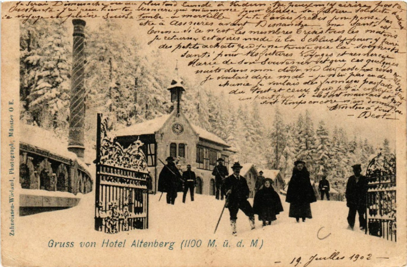 Carte postale ancienne Gruss von Hotel Altenberg (1100 M. u. d. M.)