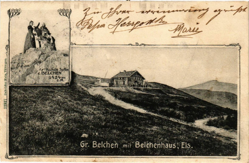 Carte postale ancienne Gr. Belchen mit BELCHENhaus Els.