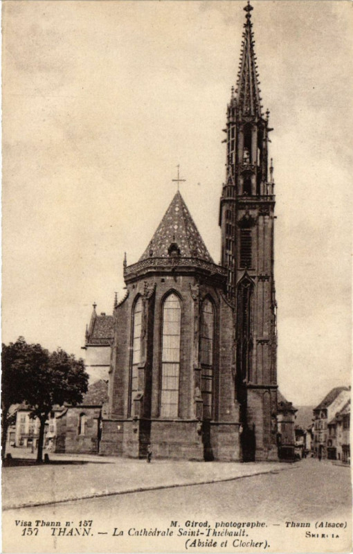 Carte postale ancienne Thann - La Cathedrale Saint-Thibault (Abside et Clocher) à Thann