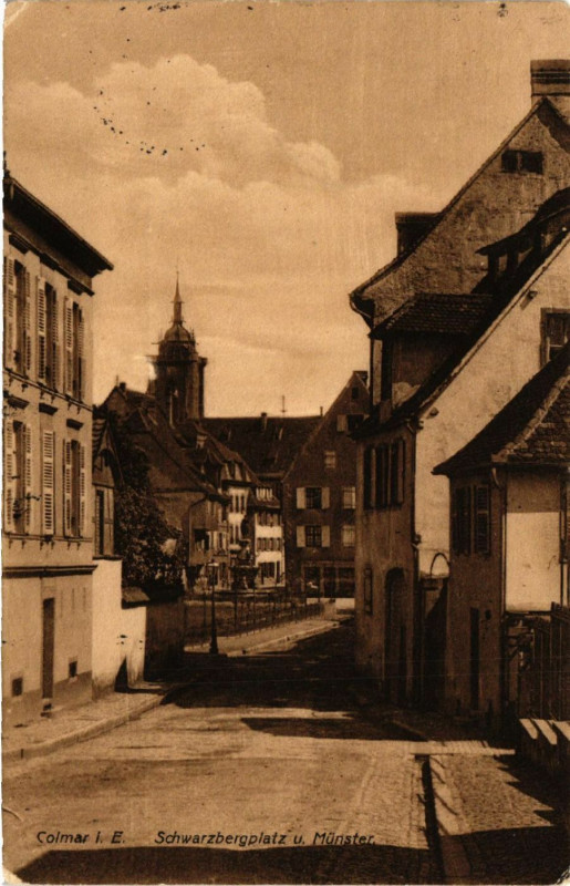 Carte postale ancienne Schwarzbergplatz u Munster à Munster