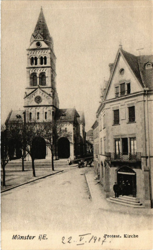 Carte postale ancienne Munster i/E. - Protest Kirche à Munster
