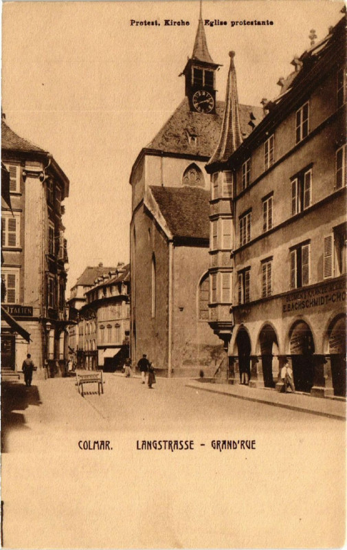 Carte postale ancienne Colmar - Langstrasse - Grand'Rue à Colmar