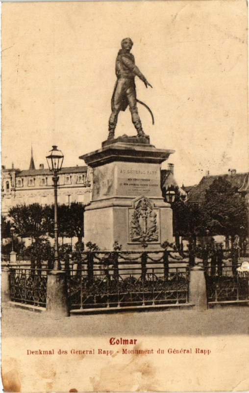 Carte postale ancienne Colmar - Denkmal des General Rapp - Monument du General Rapp à Colmar