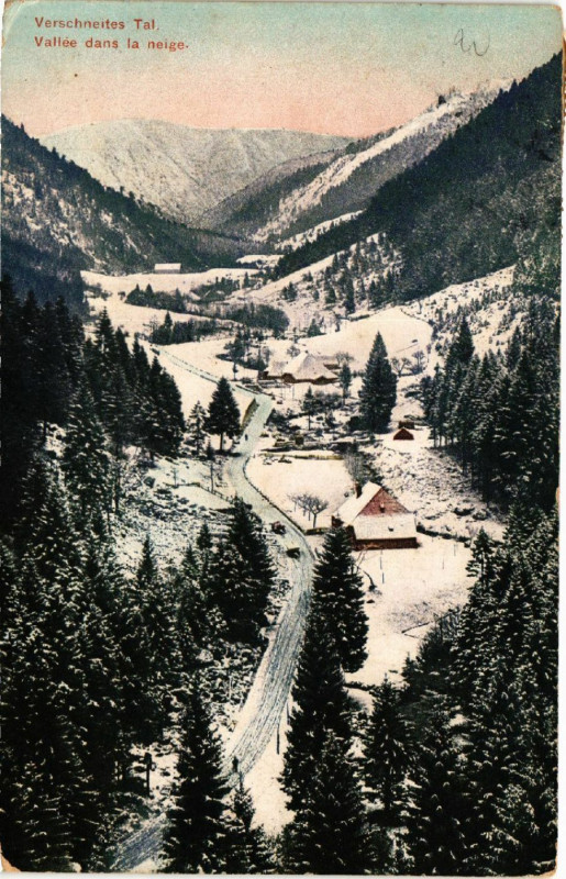 Carte postale ancienne Verschneites Tal - Vallée dans la neige