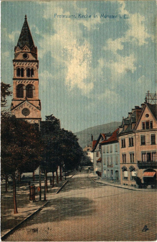 Carte postale ancienne Protestant Kirche in Munster i. E. à Munster