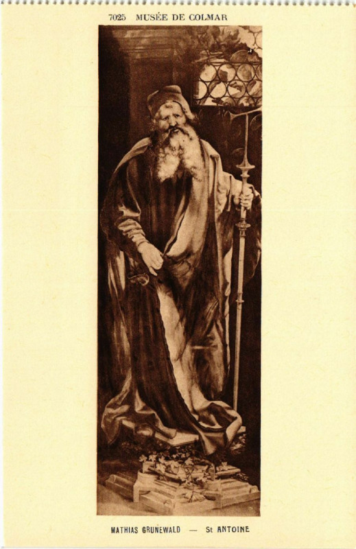 Carte postale ancienne Musée de Colmar - Mathias Grunewald - Saint-Antoine à Colmar