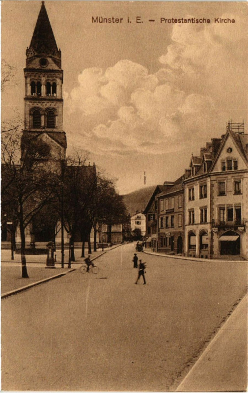 Carte postale ancienne Munster i. E. - Protestantische Kirche à Munster