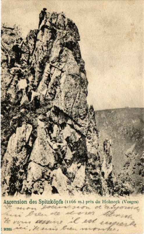 Carte postale ancienne Ascension des Spitzkopfe (1166 m) pres du Hohneck (Vosges)