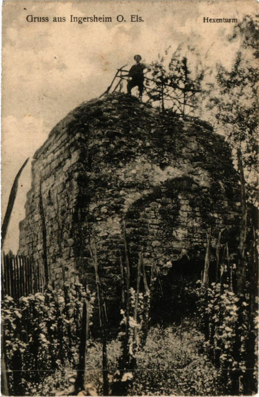 Carte postale ancienne Gruss aus Ingersheim O. Els. - Hexenturm à Ingersheim
