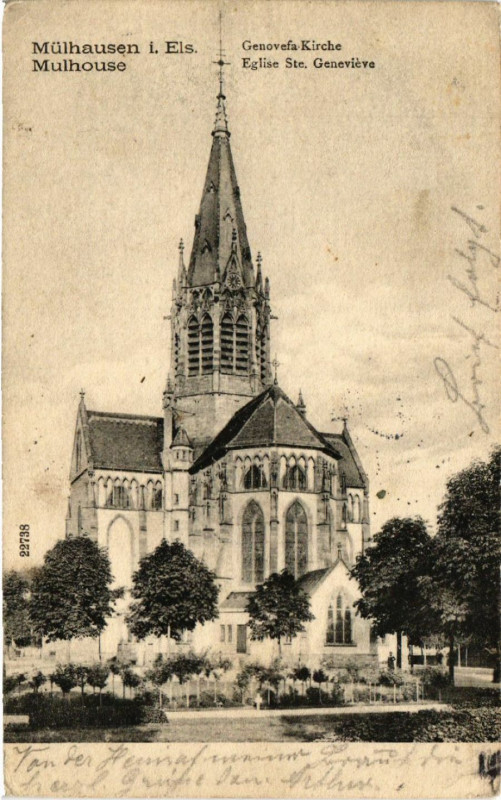 Carte postale ancienne Mulhausen i. Els.-Genovefa Kirche-Mulhouse Eglise Sainte-Genevieve à Mulhouse