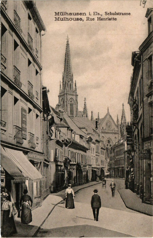 Carte postale ancienne Mulhausen i. Els. Schulstrasse - Mulhouse Rue Henriette à Mulhouse