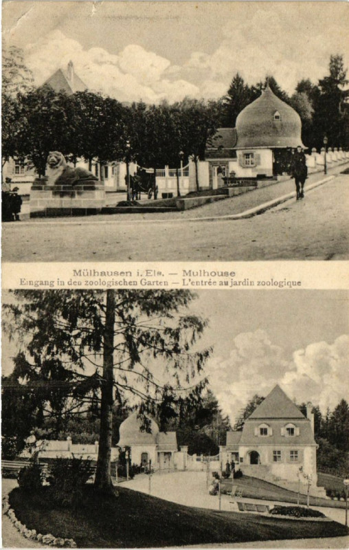 Carte postale ancienne Mulhausen i.Els. Eingang des zoologisches Garten - Mulhouse à Mulhouse