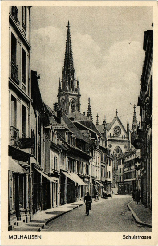 Carte postale ancienne Mulhausen - Schulstrasse