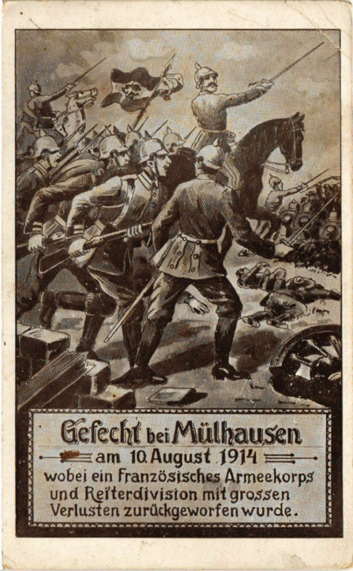 Carte postale ancienne Gefecht bel Mulhausen am 10 August 1914