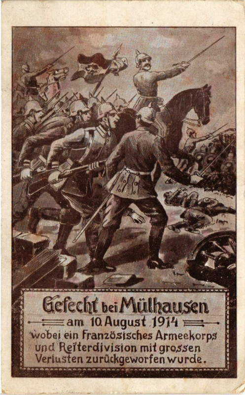 Carte postale ancienne Gefecht bel Mulhausen am 10 August 1914