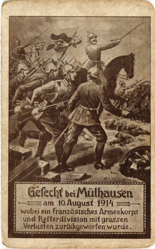 Carte postale ancienne Gefecht b. Mulhausen am 10 August 1914