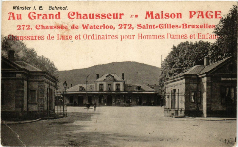 Carte postale ancienne Munster i. E. - Bahnhof à Munster