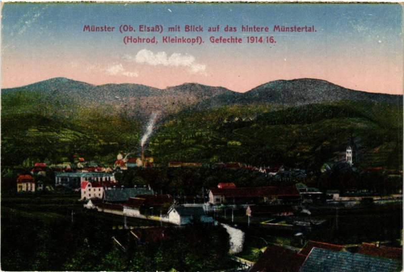Carte postale ancienne Munster mit Blick auf das hintere Munstertal à Munster