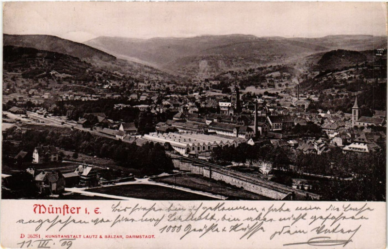 Carte postale ancienne Munster i. E. à Munster