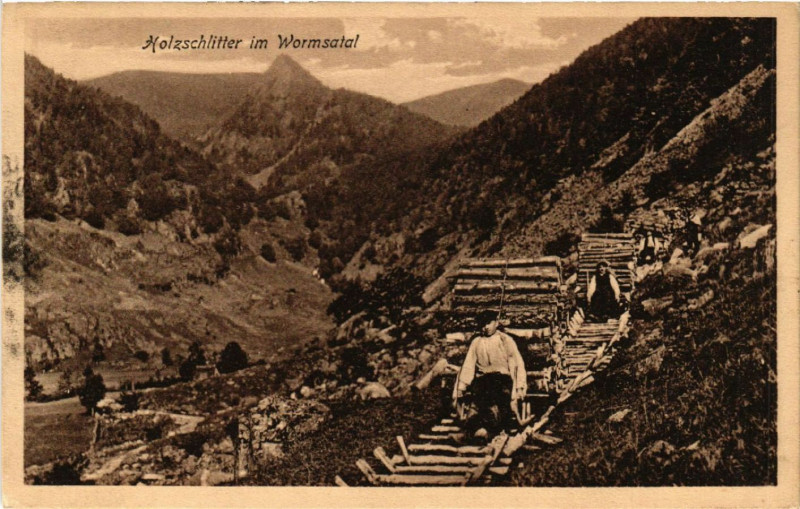 Carte postale ancienne Holzschlitter im Wormstal