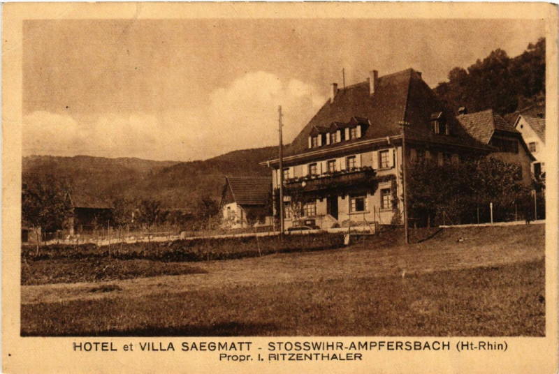 Carte postale ancienne Hotel et Villa Saegmatt - Stosswihr Ampfersbach à Stosswihr