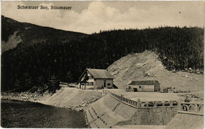 Carte postale ancienne Schwarzer See - Staumauer