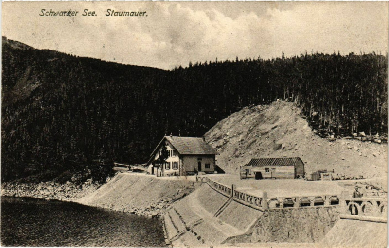 Carte postale ancienne Schwarzer See - Staumauer
