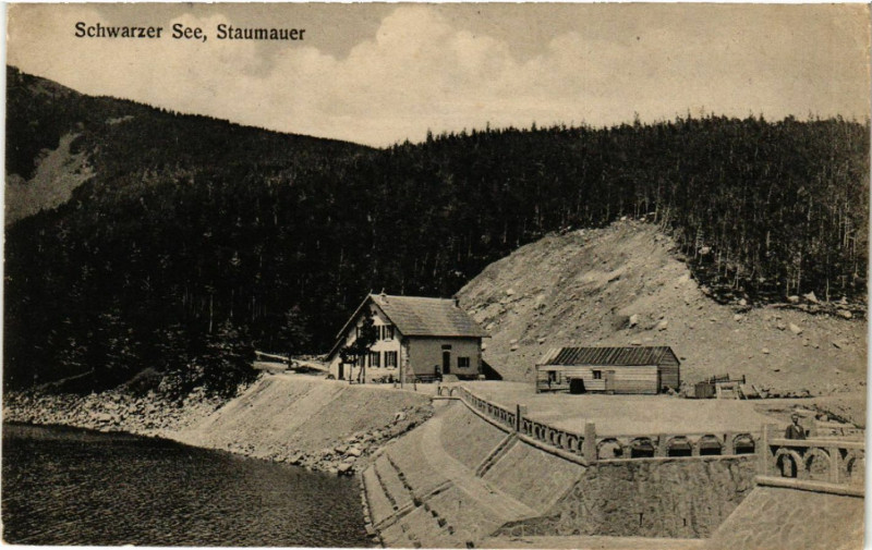 Carte postale ancienne Schwarzer See - Staumauer