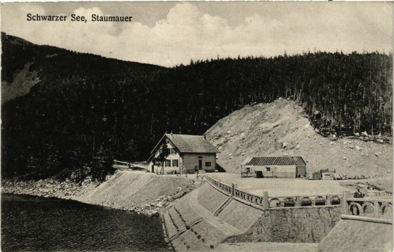 Carte postale ancienne Schwarzer See - Staumauer