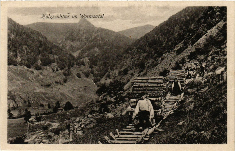 Carte postale ancienne Holzschlitter im Wormstal