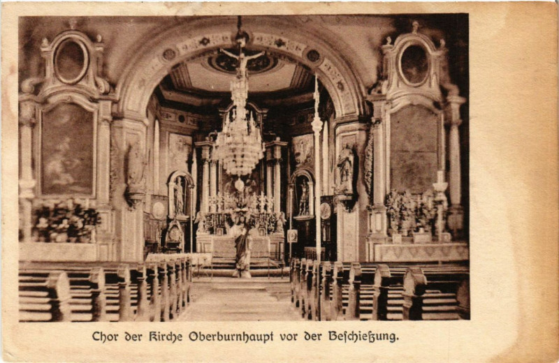 Carte postale ancienne Chor de Kirche Oberburnhaupt vor der Befchiessung