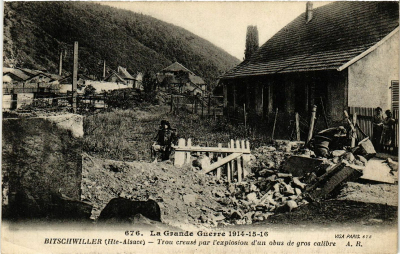 Carte postale ancienne Ritschwiller Tron creuse par l'Explosion à Willer