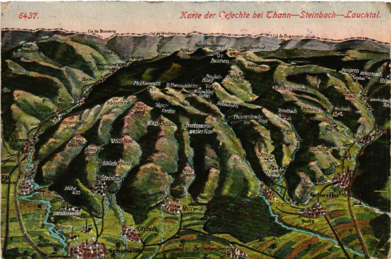 Carte postale ancienne Karte der GEFECHTe b. Thann-Steinbach-Lauchtal à Steinbach