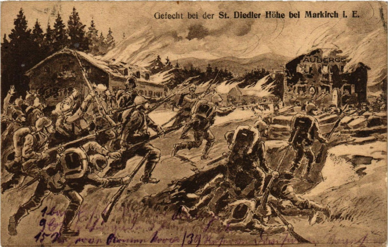 Carte postale ancienne Gefecht b. der Saint-Diedler Hohe b. Markirch