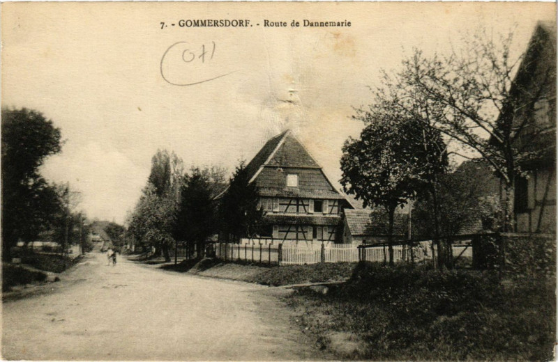 Carte postale ancienne Gommersdorf - Route de Dannemarie à Gommersdorf