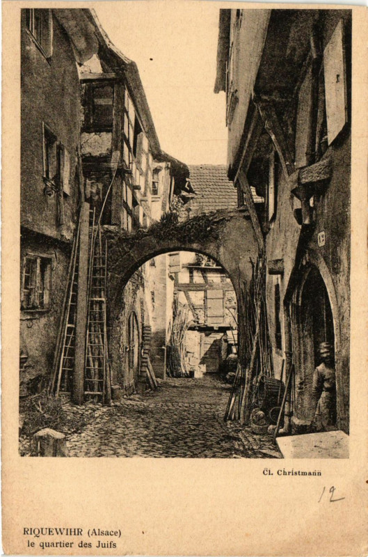 Carte postale ancienne Rquewhir (Alsace) le quartier des Juifs