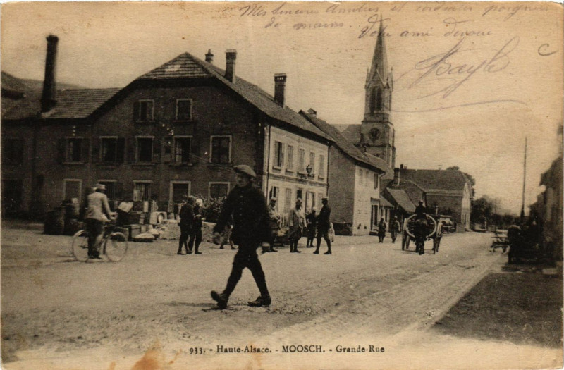 Carte postale ancienne Haute-Alsace - Moosch - Grande Rue à Moosch