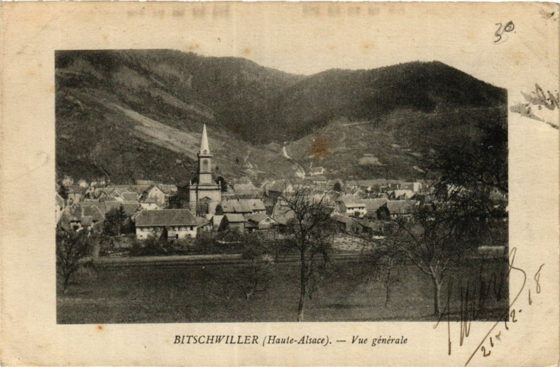 Carte postale ancienne Bitschwiller - Vue générale à Willer