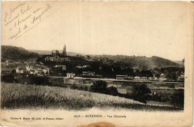 Carte postale ancienne Altkirch - Vue générale à Altkirch