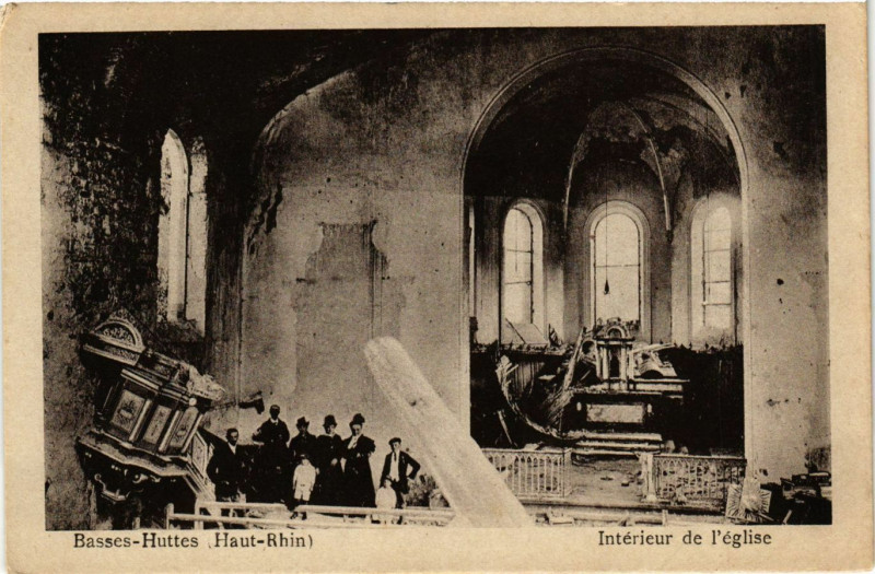 Carte postale ancienne Basses-Huttes (Haut-Rhin) - Interieur de l'Eglise