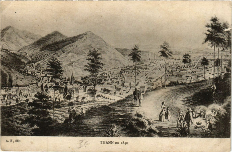 Carte postale ancienne Thann en 1840 à Thann
