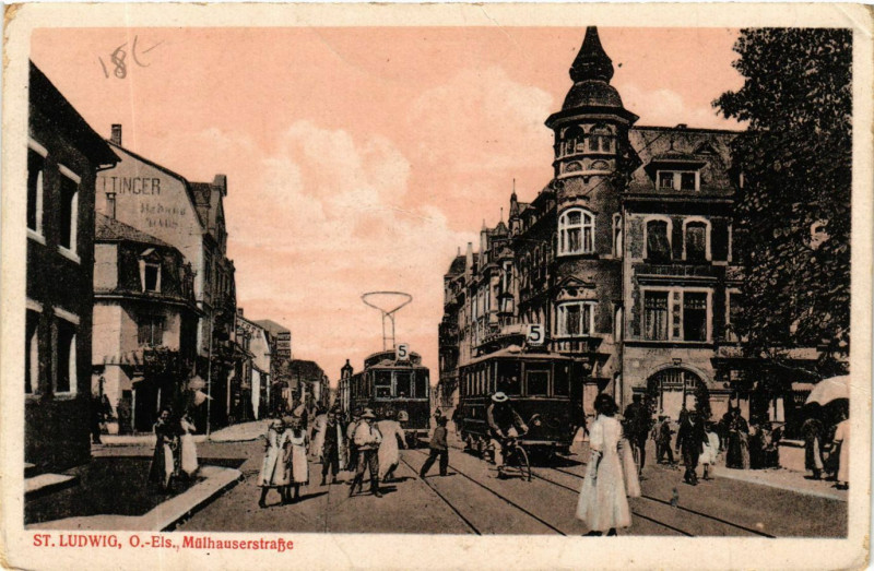 Carte postale ancienne Saint-Ludwig O.-Els. Mulhauserstrasse
