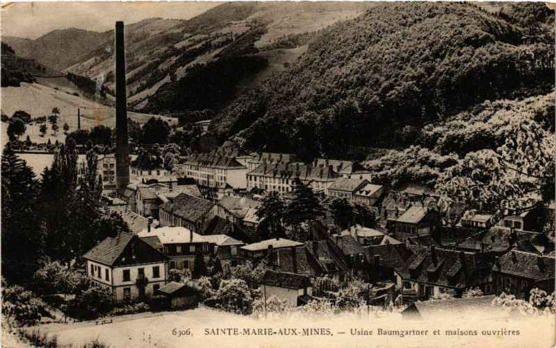 Carte postale ancienne Sainte-Marie-aux-Mines - Usine Baumgartner et maisons ouvrieres à Sainte-Marie-aux-Mines