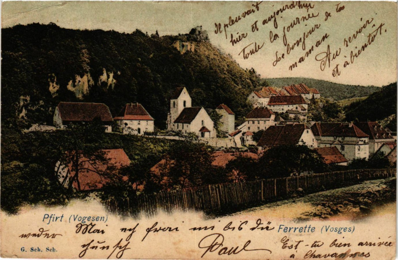 Carte postale ancienne Pfirt (Vogesen) - Ferrette (Vosges) à Ferrette