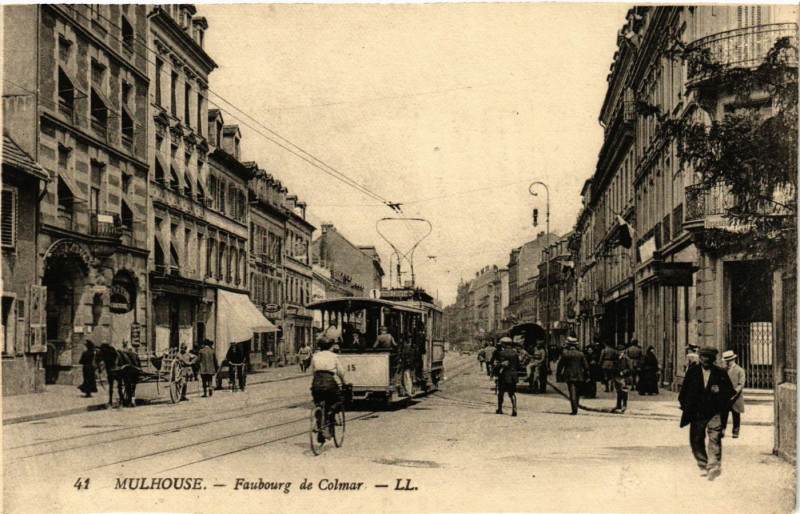 Carte postale ancienne Mulhouse - Faubourg de Colmar à Mulhouse