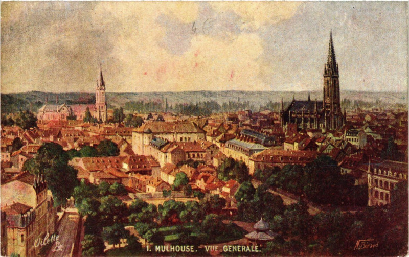 Carte postale ancienne Mulhouse - Vue générale à Mulhouse