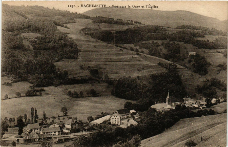 Carte postale ancienne Hachimette - Vue vers la Gare et l'Eglise
