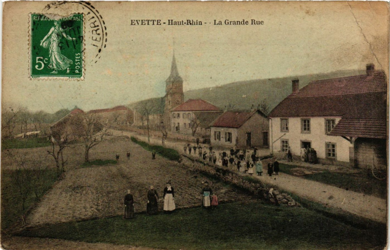 Carte postale ancienne Evette - Haut-Rhin - La Grande Rue